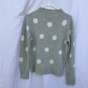 J. Crew Gray and White Polka Dot Sweater